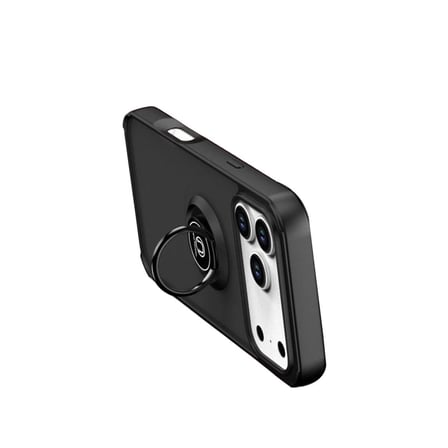 Apple İphone 17 Pro Montreal Yüzüklü Silikon Kapak - Siyah