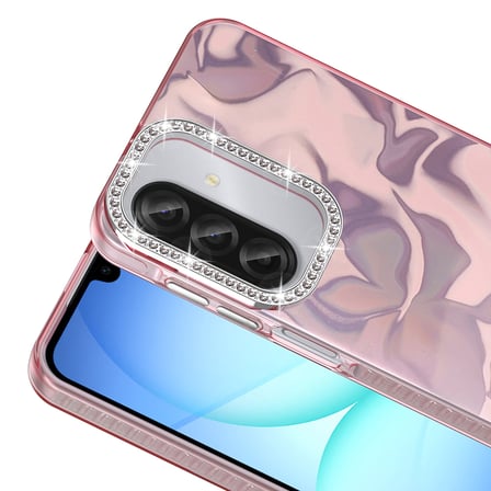 Samsung Galaxy A57 Uyumlu Kılıf Parlak Kamera Çevresi Taşlı Kadın Telefon Kılıfı Kapak