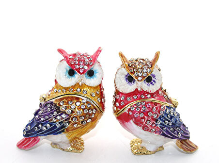 Swarovski Taşlı 2'li Baykuş Seti 