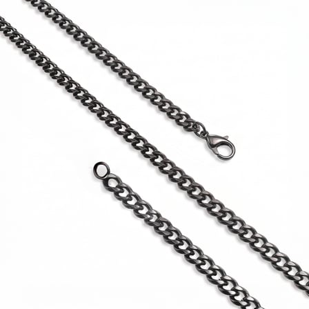 💎 Premium Parlak ve Şık Mariner Zincir Erkek 316L Çelik Kolye 6x2mm 55cm 3183ECK043 - Siyah Renk