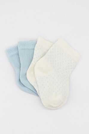 Bistyle Organik 2li Puan Derby Penye Soket Çorap BS2000 Mavi Ekru