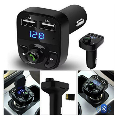 Bluetooth kablosuz araç kiti ve hızlı şarj cihazı bakır sargı akım korumalı fm Transmitter net ses