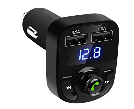 Bluetooth kablosuz araç kiti ve hızlı şarj cihazı bakır sargı akım korumalı fm Transmitter net ses