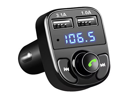 Bluetooth kablosuz araç kiti ve hızlı şarj cihazı bakır sargı akım korumalı fm Transmitter net ses