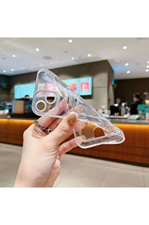 Apple iPhone 16 Uyumlu Kılıf Kartlık Bölmeli Arkası Şeffaf Soft Dayanıklı Kılıf Kapak