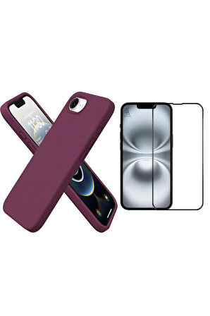 Apple iPhone 16E Uyumlu İçi Kadife Lansman Kılıf ve 5D Tam Kaplayan Cam Ekran Koruyucu