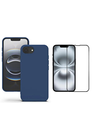 Apple iPhone 16E Uyumlu İçi Kadife Lansman Kılıf ve 5D Tam Kaplayan Cam Ekran Koruyucu