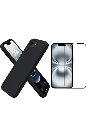 Apple iPhone 16E Uyumlu İçi Kadife Lansman Kılıf ve 5D Tam Kaplayan Cam Ekran Koruyucu