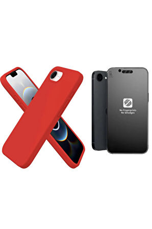 Apple iPhone 16E Uyumlu İçi Kadife Lansman Kılıf ve Mat Seramik Tam Kaplayan Cam Ekran Koruyucu