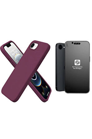 Apple iPhone 16E Uyumlu İçi Kadife Lansman Kılıf ve Mat Seramik Tam Kaplayan Cam Ekran Koruyucu