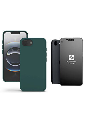 Apple iPhone 16E Uyumlu İçi Kadife Lansman Kılıf ve Mat Seramik Tam Kaplayan Cam Ekran Koruyucu