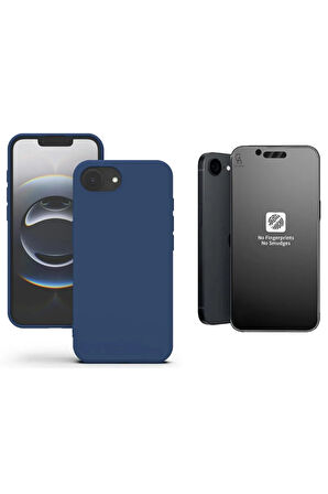 Apple iPhone 16E Uyumlu İçi Kadife Lansman Kılıf ve Mat Seramik Tam Kaplayan Cam Ekran Koruyucu