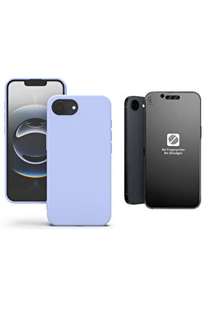 Apple iPhone 16E Uyumlu İçi Kadife Lansman Kılıf ve Mat Seramik Tam Kaplayan Cam Ekran Koruyucu