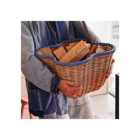 Sepet, bej-mavi, 40x40x26 cm