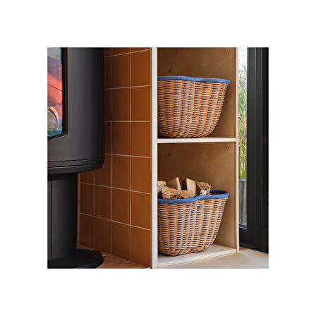 Sepet, bej-mavi, 40x40x26 cm