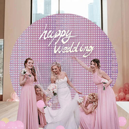 Ekstra Metalize Rose Gold Renk Disko Dikdörtgen Kesim Kapı Perdesi Dekorasyon 1x2 Metre - Lisinya