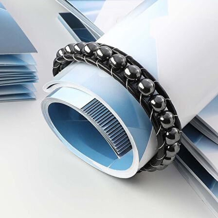   Hematit Doğaltaşlı Deri Bileklik 31832B2D8M5 