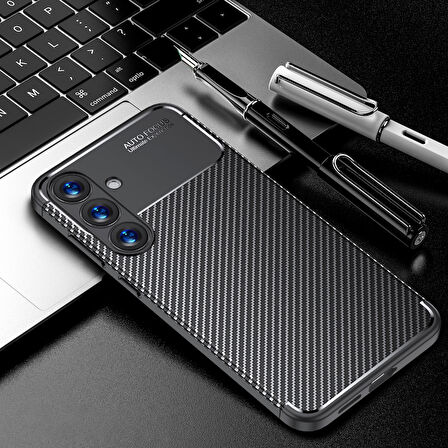 Samsung Galaxy S25 Plus Uyumlu Kılıf Karbon Tasarım Kamera Korumalı Silikon Telefon Kılıfı Kapak