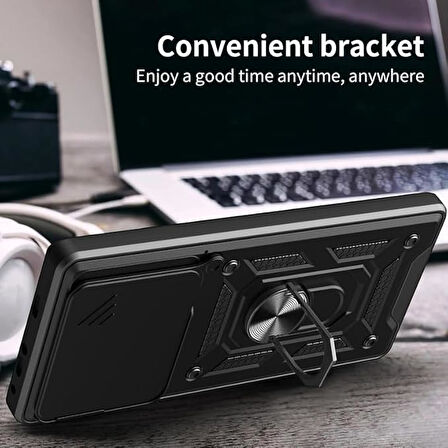 İnfinix Note 40 Pro 5G ile Uyumlu Kılıf Magnetik Standlı Kamera Korumalı Sürgülü Kapak