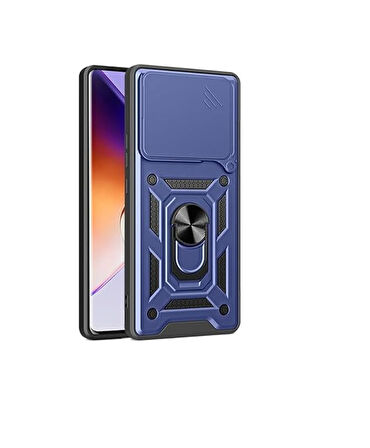 İnfinix Note 40 Pro 5G ile Uyumlu Kılıf Magnetik Standlı Kamera Korumalı Sürgülü Kapak