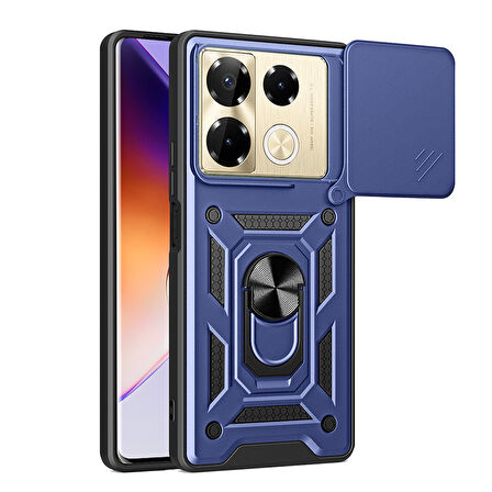 İnfinix Note 40 Pro 5G ile Uyumlu Kılıf Magnetik Standlı Kamera Korumalı Sürgülü Kapak