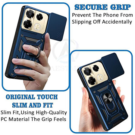 İnfinix Note 40 Pro 5G ile Uyumlu Kılıf Magnetik Standlı Kamera Korumalı Sürgülü Kapak