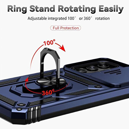 Honor 90 5G ile Uyumlu Kılıf Magnetik Standlı Kamera Korumalı Sürgülü Kapak