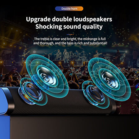 Kablosuz bluetooth soundbar hoparlör ses sistemi güçlü bas özellikli surround uzun şarj süresi