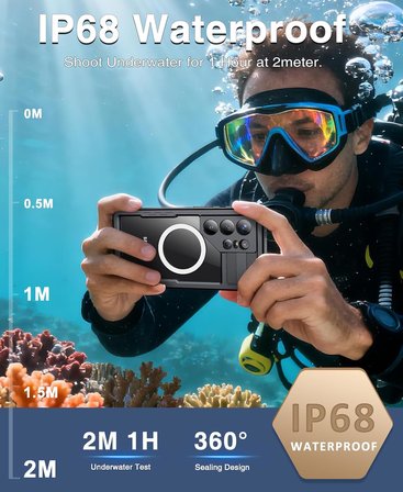 Samsung Galaxy S26 Ultra ile Uyumlu Kılıf Su Geçirmez 360 Derece Koruma Waterproof Telefon Kılıfı