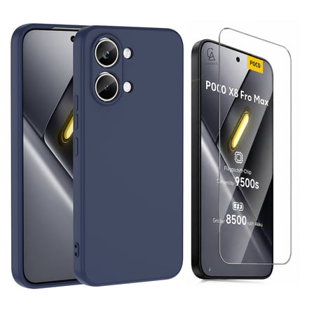 Xiaomi Poco X8 Pro Max Uyumlu Içi Kadife Lansman Kılıf ve Şeffaf Temperli Cam Ekran Koruyucu