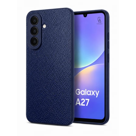 Samsung Galaxy A27 Uyumlu Deri Dokulu Silikon Telefon Kılıfı ve Şeffaf Temperli Cam Ekran Koruyucu