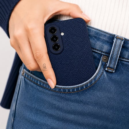 Samsung Galaxy A27 Uyumlu Deri Dokulu Silikon Telefon Kılıfı ve Şeffaf Temperli Cam Ekran Koruyucu