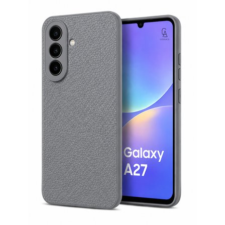 Samsung Galaxy A27 Uyumlu Deri Dokulu Silikon Telefon Kılıfı ve Şeffaf Temperli Cam Ekran Koruyucu