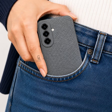 Samsung Galaxy A27 Uyumlu Deri Dokulu Silikon Telefon Kılıfı ve Şeffaf Temperli Cam Ekran Koruyucu