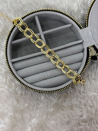 💎 Premium Parlak ve Şık Gold Renk Halka Zincir 316L Çelik Kadın Bileklik (23cm)