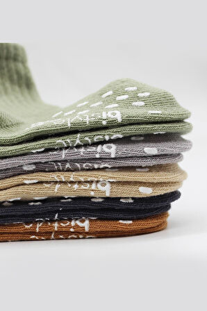 Bistyle 5'Li Penye Kaymaz Düz Soket Çorap 10121 Yeşil