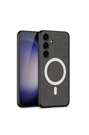 Samsung Galaxy S24 Uyumlu Nubuk Deri Magsafe Özellikli Cilt Dostu Telefon Kılıfı