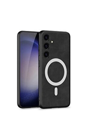 Samsung Galaxy S24 Plus Uyumlu Nubuk Deri Magsafe Özellikli Cilt Dostu Telefon Kılıfı