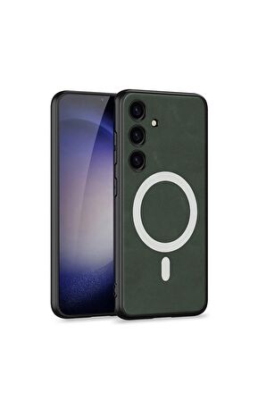Samsung Galaxy S24 Plus Uyumlu Nubuk Deri Magsafe Özellikli Cilt Dostu Telefon Kılıfı
