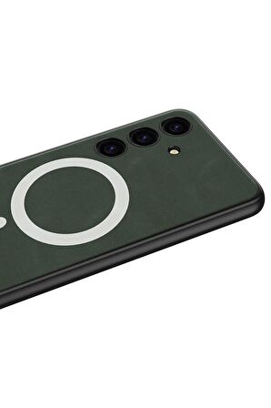 Samsung Galaxy S24 Plus Uyumlu Nubuk Deri Magsafe Özellikli Cilt Dostu Telefon Kılıfı