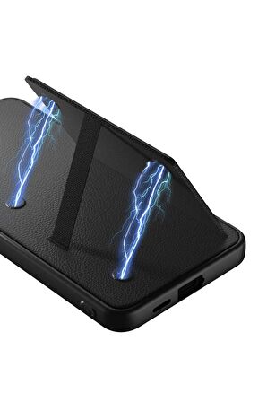 Samsung Galaxy S24 Plus Uyumlu Suni Deri Arka Yüzey Kartlıklı Kartvizitli Telefon Kılıfı