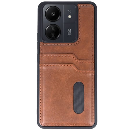 Xiaomi Redmi 13C Uyumlu Deri Kartvizitli Kartlıklı Premium Telefon Kılıfı Kapak