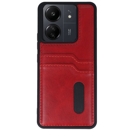 Xiaomi Poco C65 Uyumlu Deri Kartvizitli Kartlıklı Premium Telefon Kılıfı Kapak