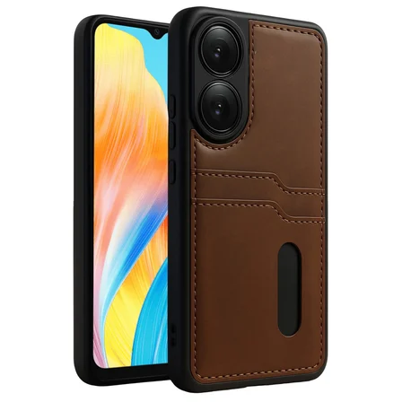 Oppo A38 Uyumlu Deri Kartvizitli Kartlıklı Premium Telefon Kılıfı Kapak