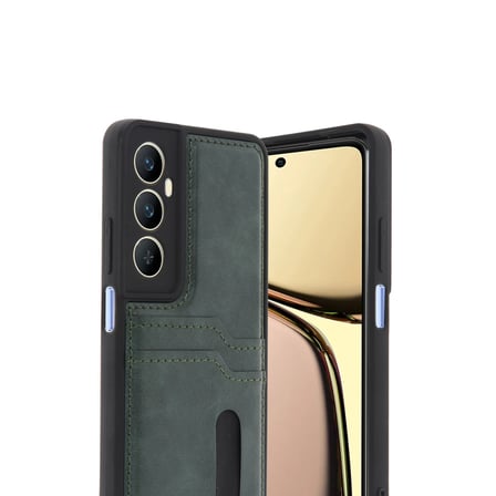 Realme C65 Uyumlu Deri Kartvizitli Kartlıklı Premium Telefon Kılıfı Kapak