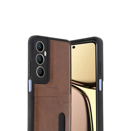 Realme C65 Uyumlu Deri Kartvizitli Kartlıklı Premium Telefon Kılıfı Kapak
