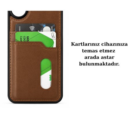 Samsung Galaxy A16 Uyumlu Deri Kartvizitli Kartlıklı Premium Telefon Kılıfı Kapak