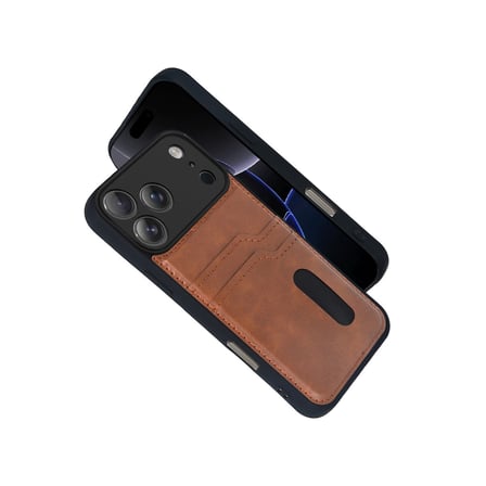 Apple iPhone 17 Pro Uyumlu Deri Kartvizitli Kartlıklı Premium Telefon Kılıfı Kapak