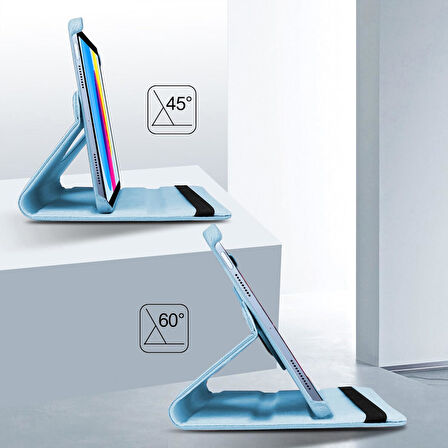Apple iPad A16 11.Nesil (A3354-A3355) 360 Dönebilen Pu Deri Standlı Tablet Kılıfı