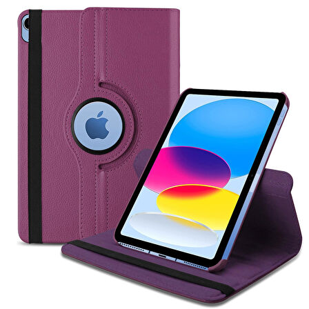 Apple iPad A16 11.Nesil (A3354-A3355) 360 Dönebilen Pu Deri Standlı Tablet Kılıfı